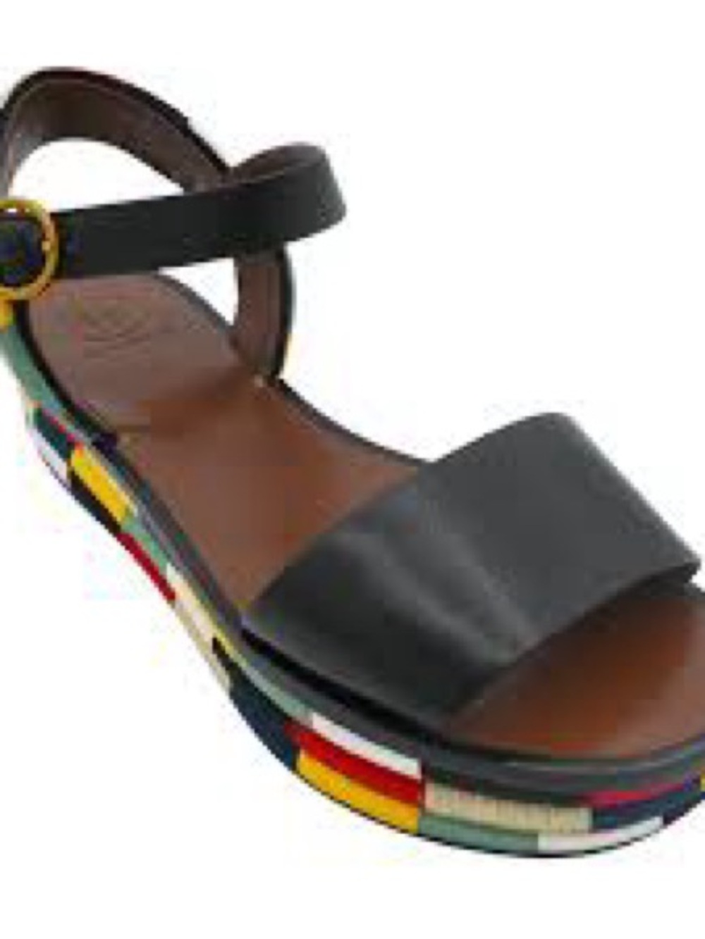 Tory Burch Camilla platform sandal w/stitched colorful bottom and leather upper - Picture 2 of 13